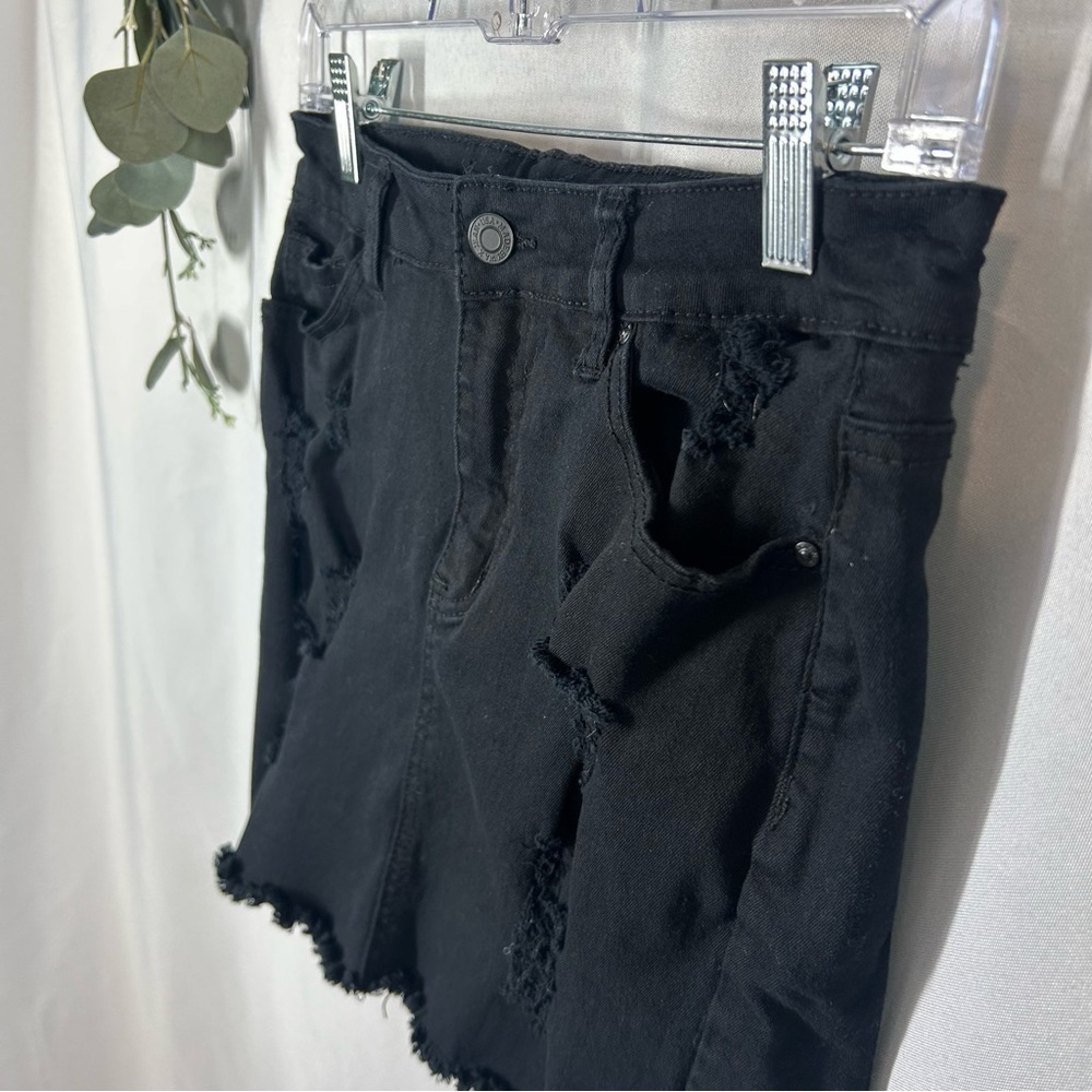 Wax Jean | Distressed Black Denim Jean Mini Skirt Juniors Size Large - Picture 2 of 8
